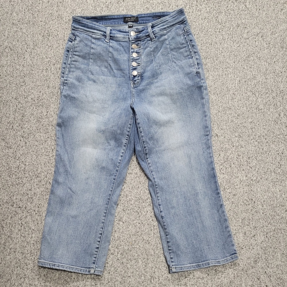 Judy Blue Women Light Wash High Waist Wide Leg Button Fly Jeans 14W